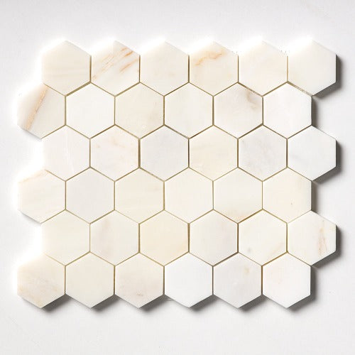 Calacatta Cream Honed Hexagon Marble Mosaic