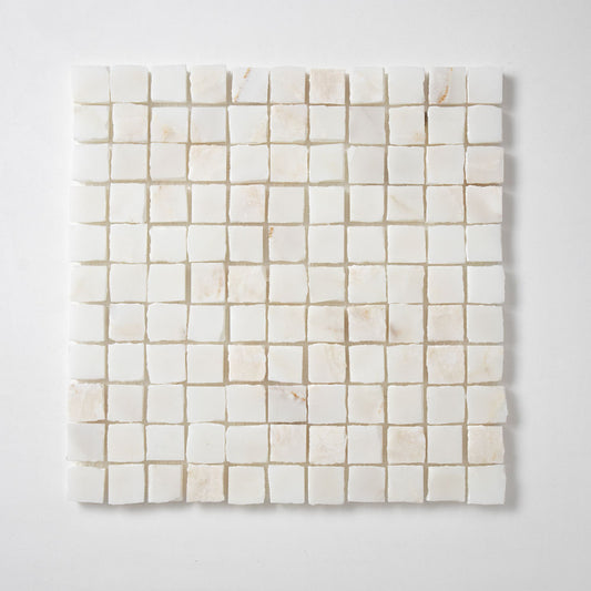 Piazza Honed Marble Mosaic in Calacatta Cream 1" x 1"