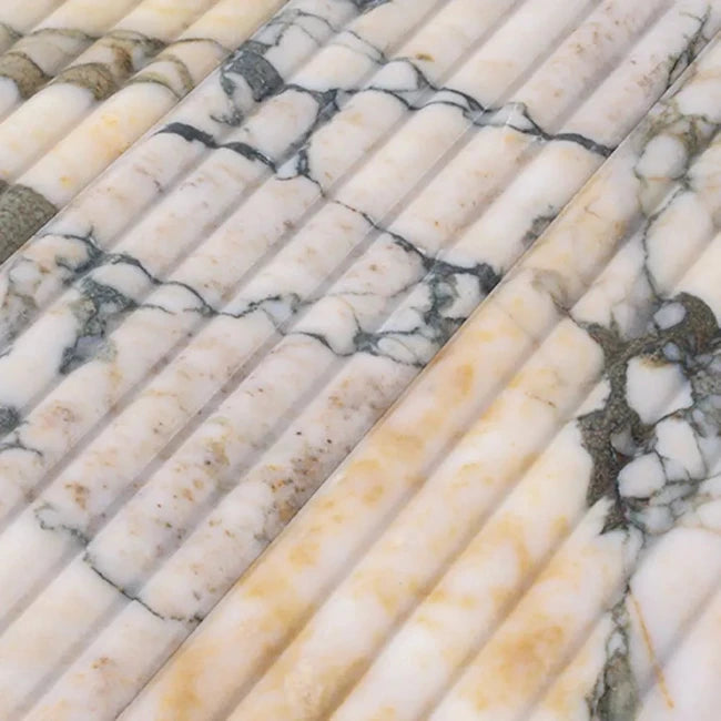 Fairbourne in Calacatta Verde Fluted Marble Tile 6" x 24"