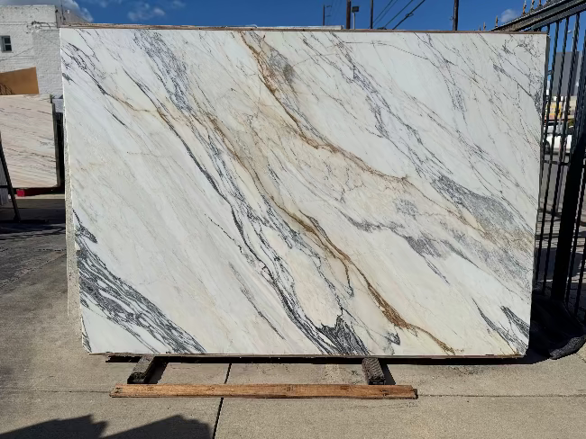 White marble with grey and gold veining