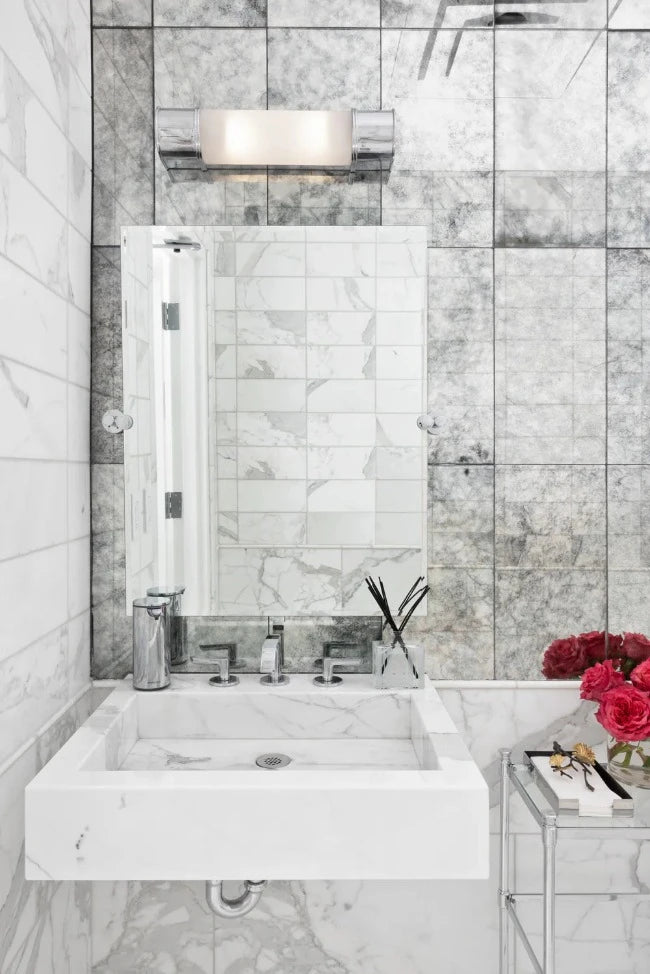 Artistic Tile Charleston Mirror Hand Silvered Tile 9" x 18"