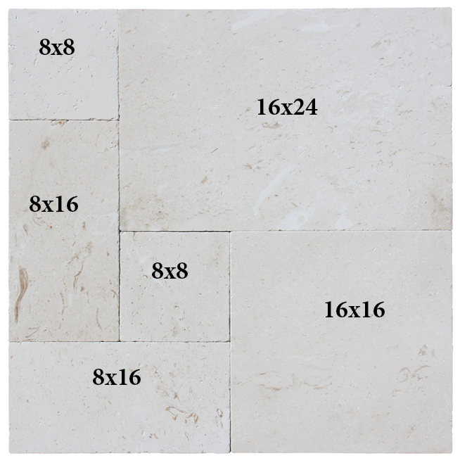 Cream Marble French Pattern Leathered Paver 3cm