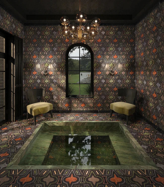 Artistic Tile Casino Royale By Donghia Belgian Bluestone Waterjet Mosaic Honed Stone