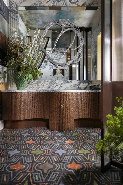 Artistic Tile Casino Royale By Donghia Belgian Bluestone Waterjet Mosaic Honed Stone