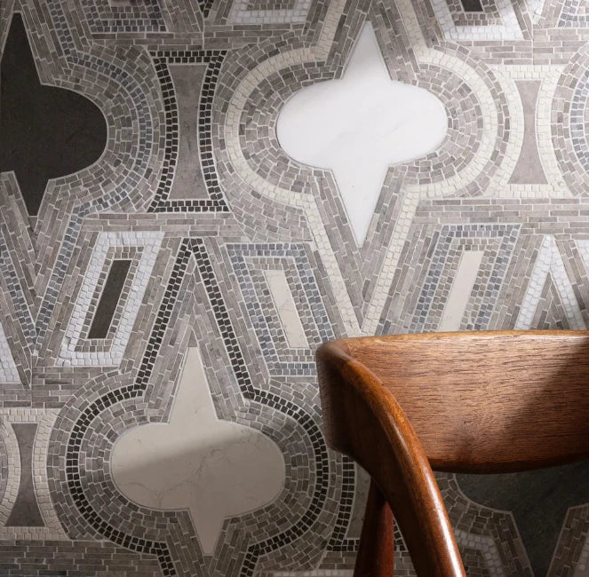 Artistic Tile Casino Royale By Donghia Smoke Waterjet Mosaic Honed Stone
