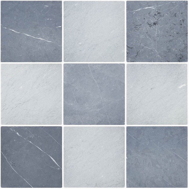 Closeup of Grey & Black Marble Checkerboard Tiles