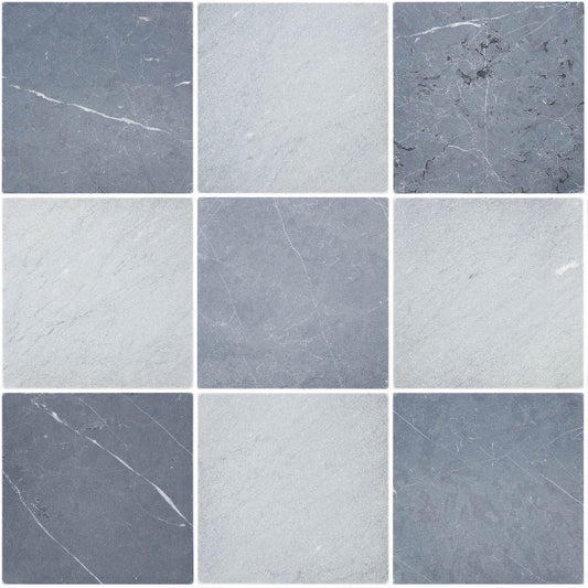 Closeup of Grey & Black Marble Checkerboard Tiles