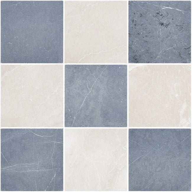 Closeup of marble Beige and Black checkerboard tiles