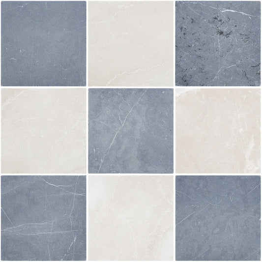 Closeup of marble Beige and Black checkerboard tiles