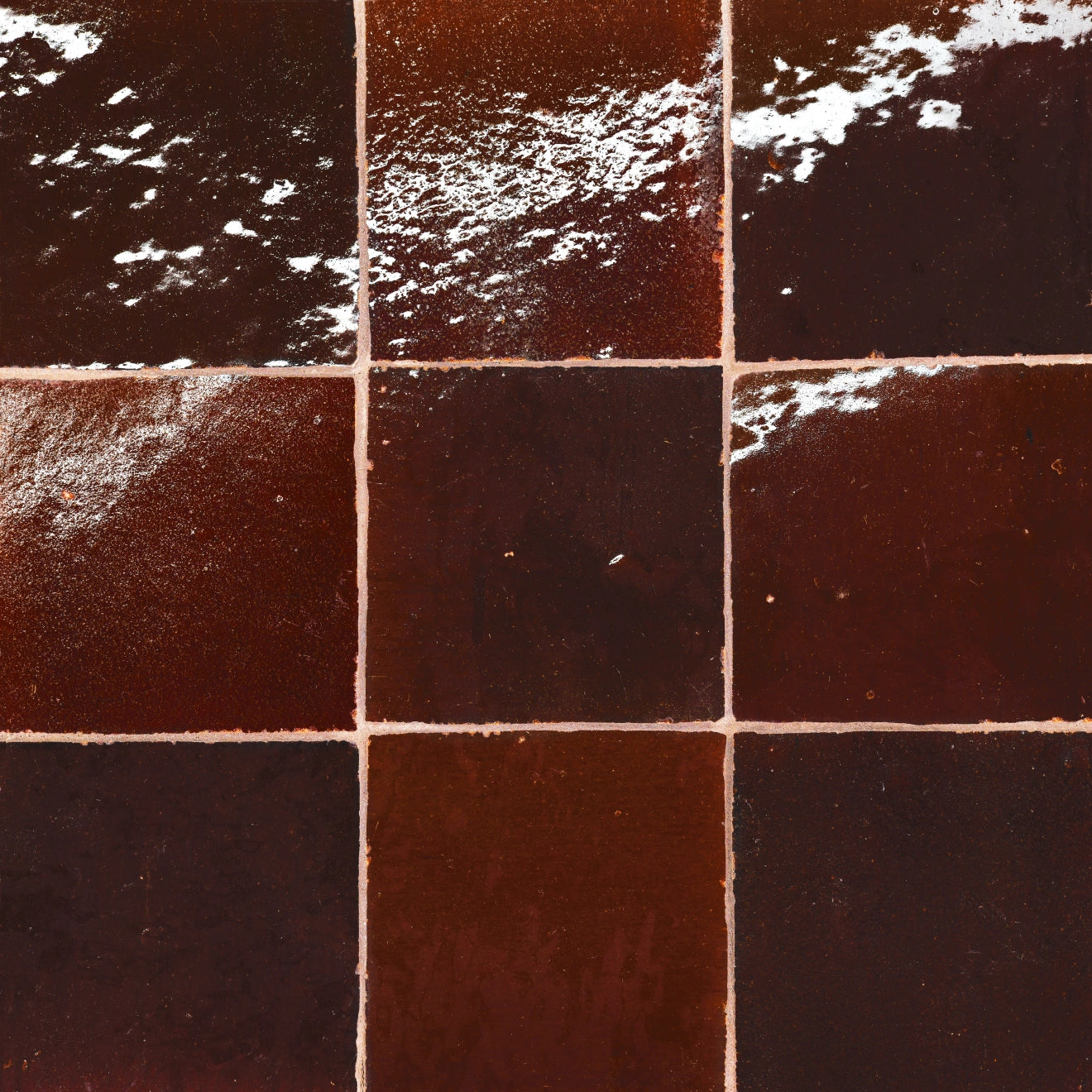 Tunis Zellige Tile Glossy in Cinnamon 4" x 4"