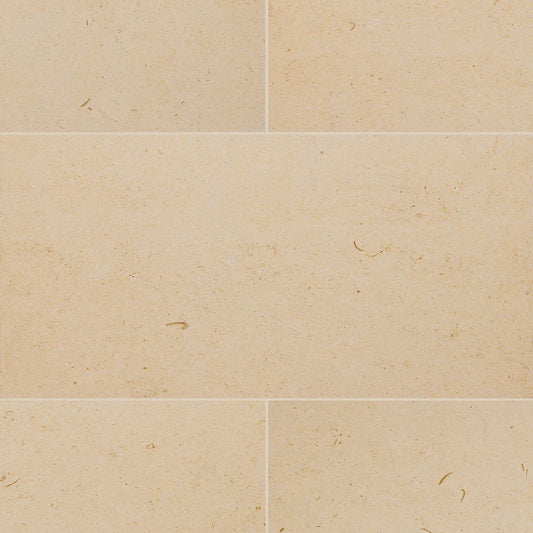 Beige limestone tiles with a subtle pattern