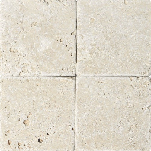Cream Tumbled Travertine Tile 6" x 6"