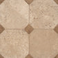 Monarch Octagon Checkerboard Tile in Cream & Bruno Travertine Tumbled 16" x 16"
