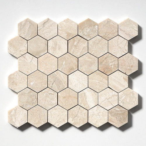 Crema Rivetta Honed Hexagon Marble Mosaic
