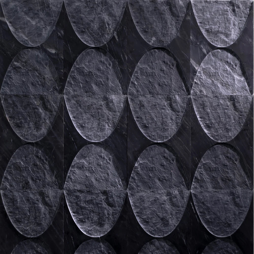Artistic Tile Crescent Black Wave Marble Dimensional Tile – Marble