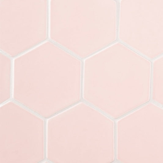 Blush Glossy Hexagon Ceramic Tile