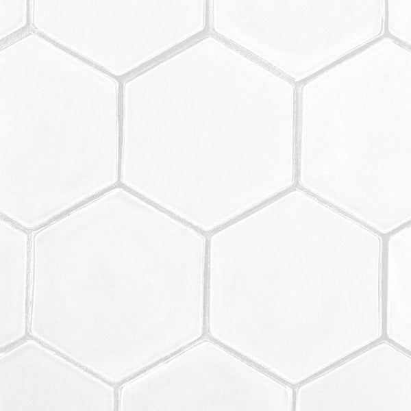 Pearl White Glossy Hexagon Ceramic Tile