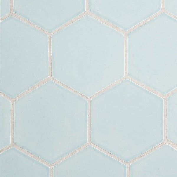 Baby Blue Glossy Hexagon Ceramic Tile
