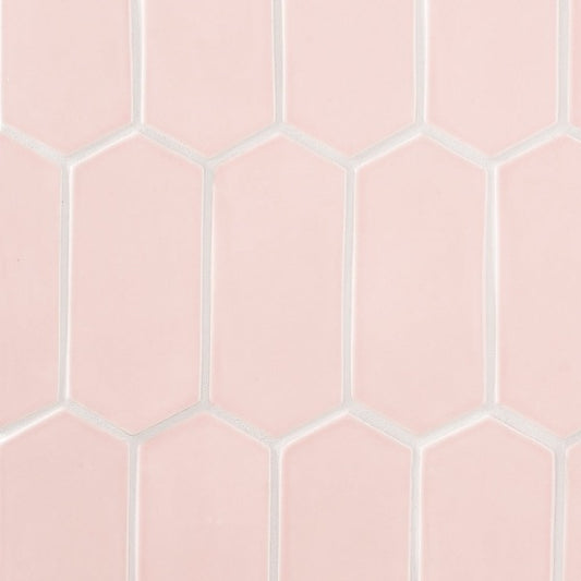 Blush Glossy Picket Ceramic Tile 3" x 6"