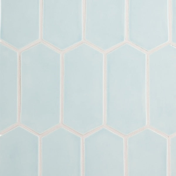 Baby Blue Glossy Picket Ceramic Tile 3" x 6"
