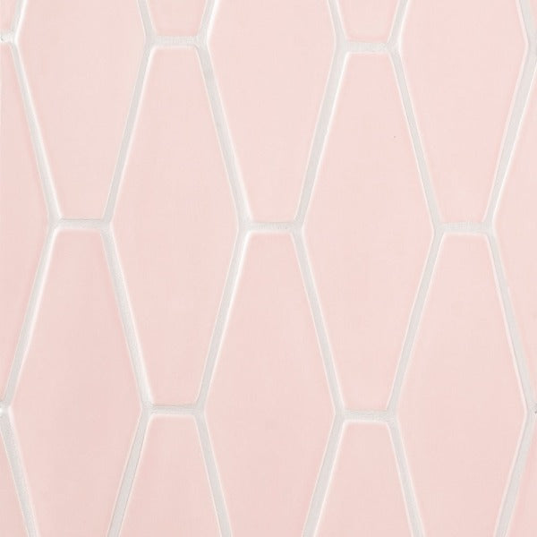 Blush Glossy Long Hexagon Ceramic Tile 3" x 7"