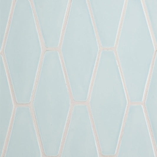 Baby Blue Glossy Long Hexagon Ceramic Tile 3" x 7"