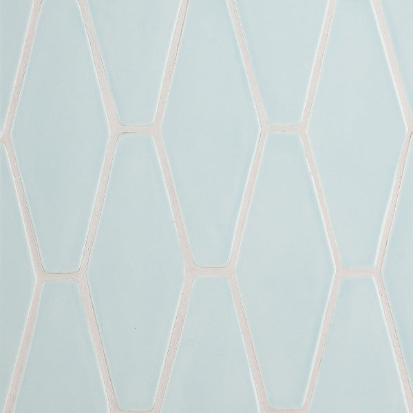 Baby Blue Glossy Long Hexagon Ceramic Tile 3" x 7"