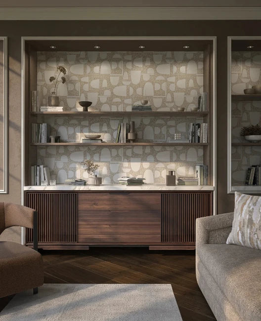 Artistic Tile Decadence By Donghia Cream Waterjet Mosaic Honed Stone