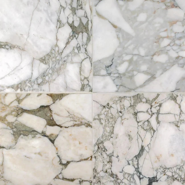 Four different patterns of green marble tiles