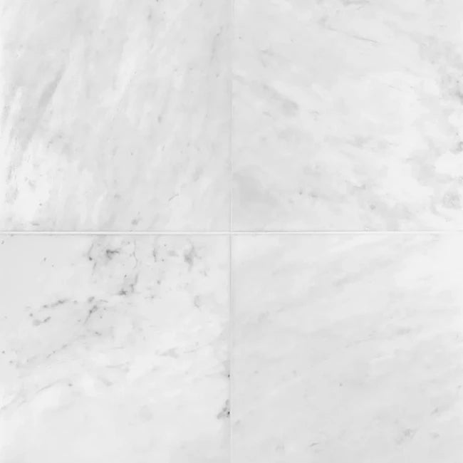 White marble tiles with subtle gray veining