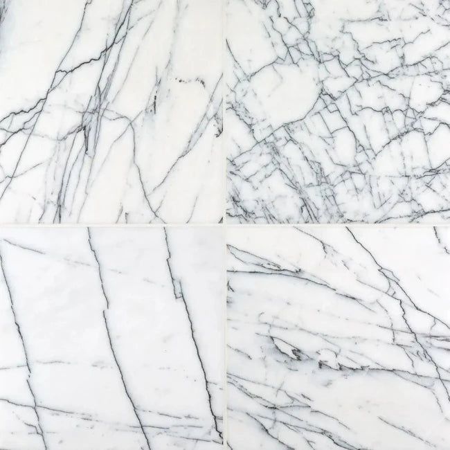 White marble tile with purple veining