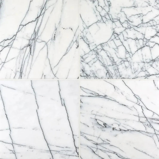 White marble tile with purple veining