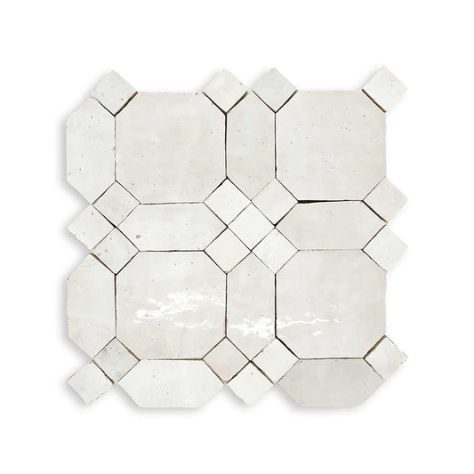 Fez Octagon Zellige Tile in White