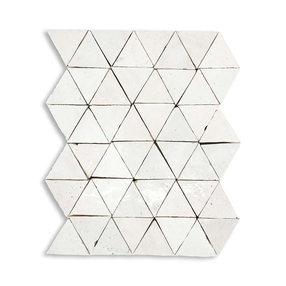 Fez Triangle Zellige Tile in White