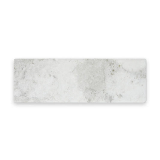 Pietra Collection in Fior di Bianca Tumbled Marble Tile 4" x 12"