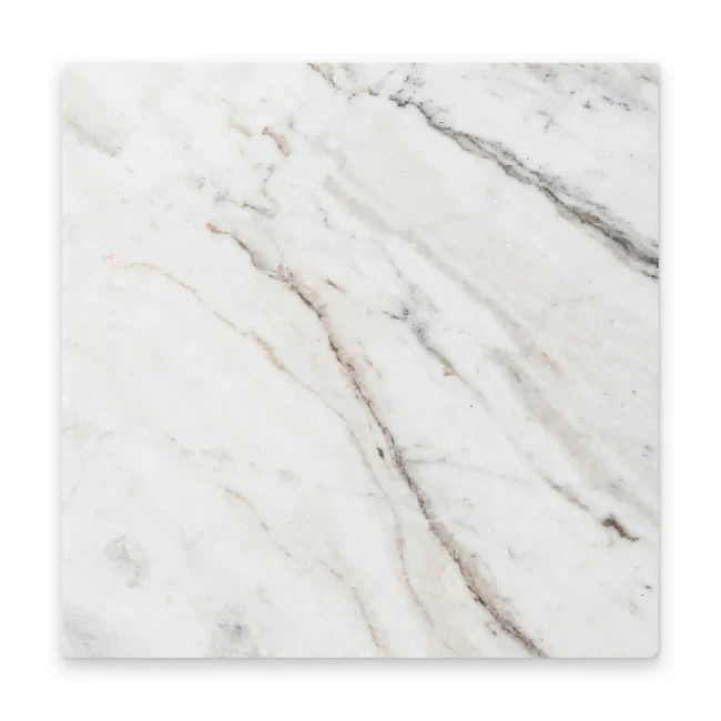Pietra Collection in Fior di Bianca Tumbled Marble Tile 12" x 12"