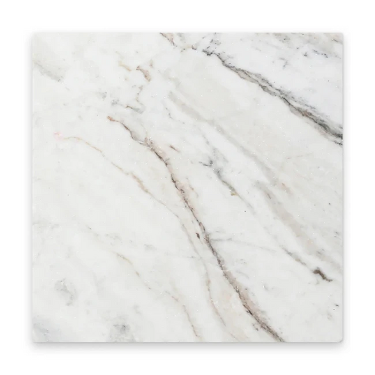 Pietra Collection in Fior di Bianca Tumbled Marble Tile 12" x 12"
