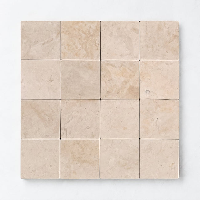Ashford Limestone Tile in Flint Beige 4" x 4"