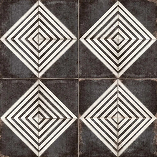 Florence 9" x 9" Decorative Tile in Black Matte