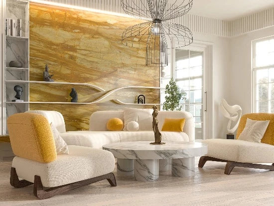 Artistic Tile Giallo Siena Marble Slab 3/4