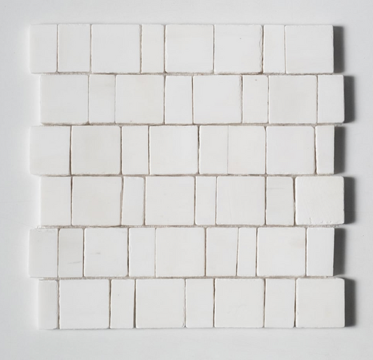 Handcrafted Mosaic Honed Marble in Bianco Dolomiti 12" x 12"