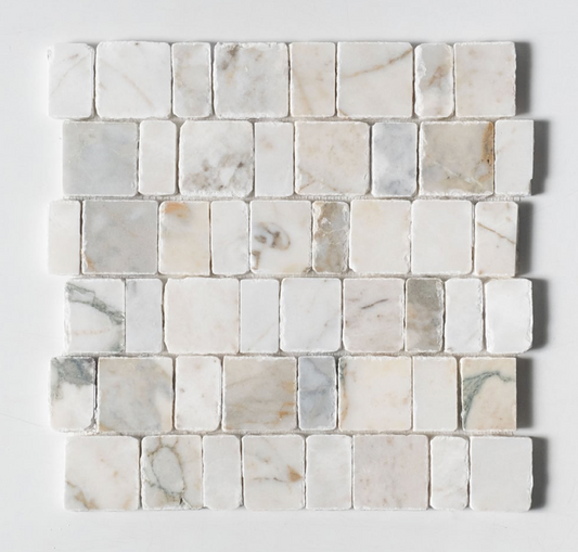 Handcrafted Mosaic Honed Marble in Calacatta Green 12" x 12"