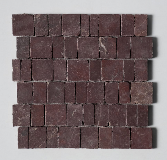 Handcrafted Mosaic Honed Marble in Terra Rosa 12" x 12"