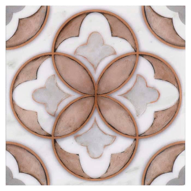 Decorative tile with geometric pattern on a white background
