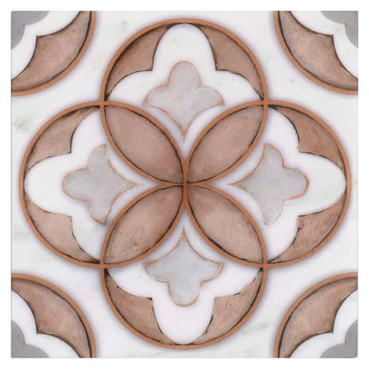 Decorative tile with geometric pattern on a white background