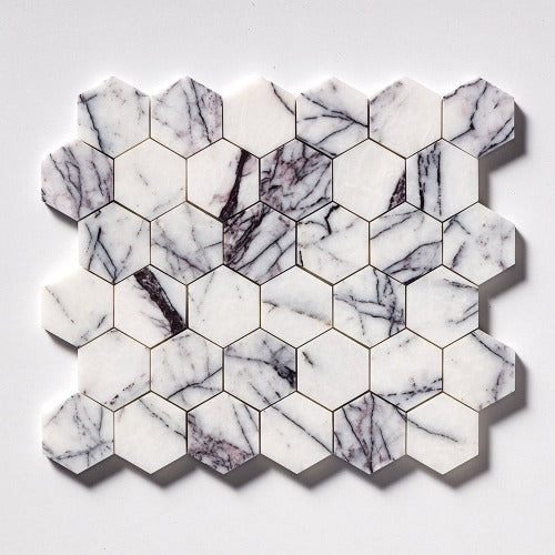 Lilac Honed Hexagon Marble Mosaic