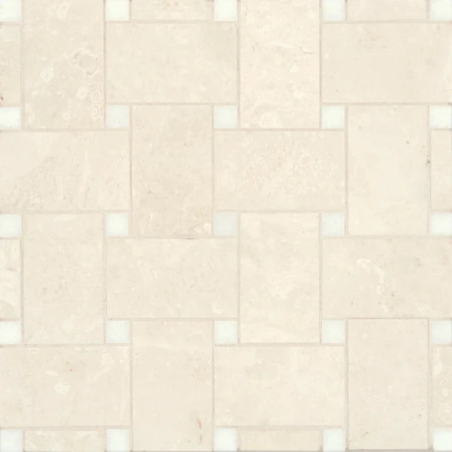 Brentwood Basketweave Honed Stone Mosaic in Linen Beige