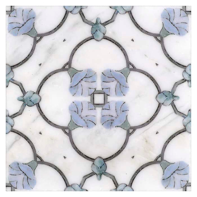 Decorative tile with floral pattern on a white background