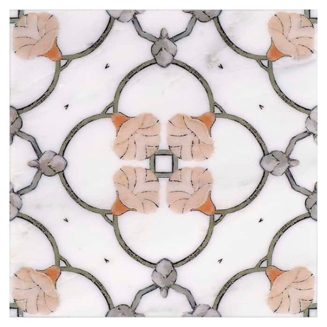 Lucien in Rose Marble Tile 6" x 6"