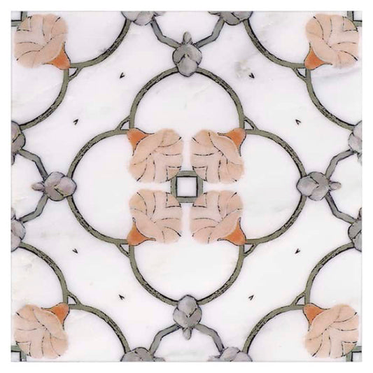 Lucien in Rose Marble Tile 6" x 6"